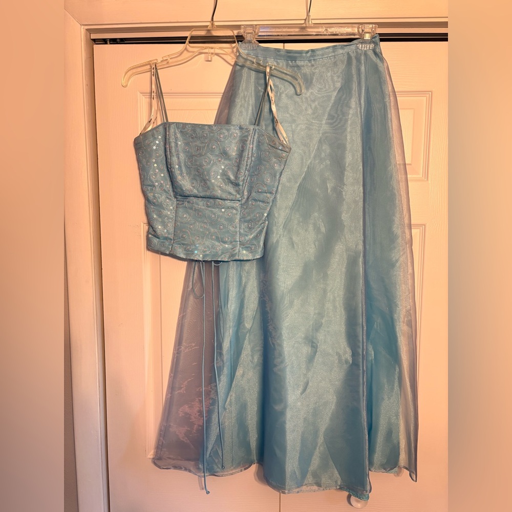 Blue Size 3 Formal Dress - 2 piece lace up